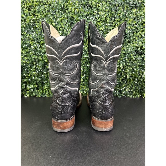 Quincy Boots black Pirarucu print cowboy boots Men's Sz 28-EE-27 Print On Boot - Picture 8 of 14